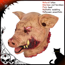 "Bloody Zombie Pig"Scary Animal Latex Pig Mask Halloween Costume Cosplay Props Bloody Pig Head Butcher Horror Adult Head Mask